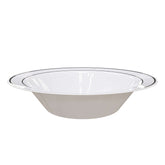 14 oz. White/Silver Line Design Plastic Bowls (120 Count) - Yom Tov Settings